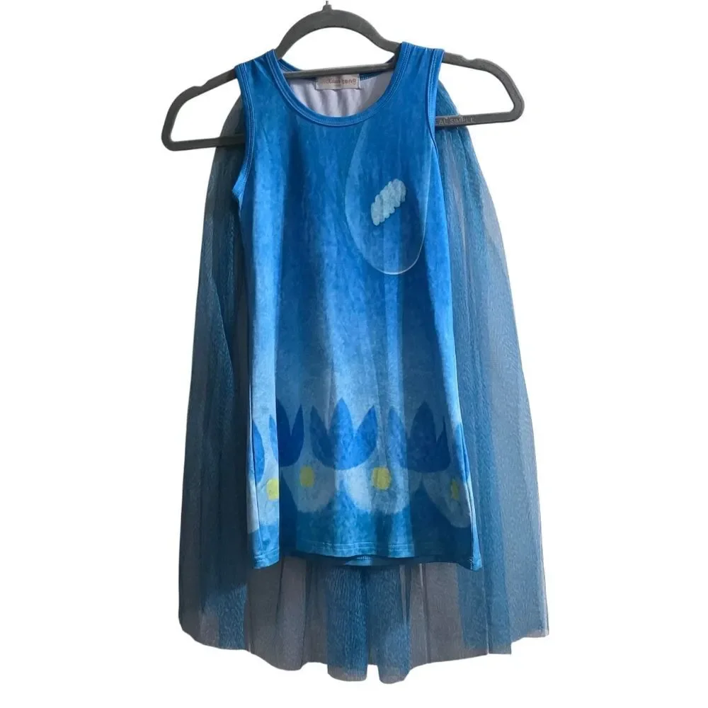 Girls Troll Costume With Sheer Cape And Light Up Headband